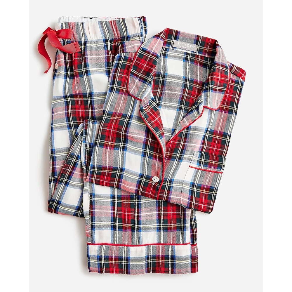 J.Crew Flannel Pajama Set Snowy Stewart Tartan Plaid Medium Long Sleeve Holiday